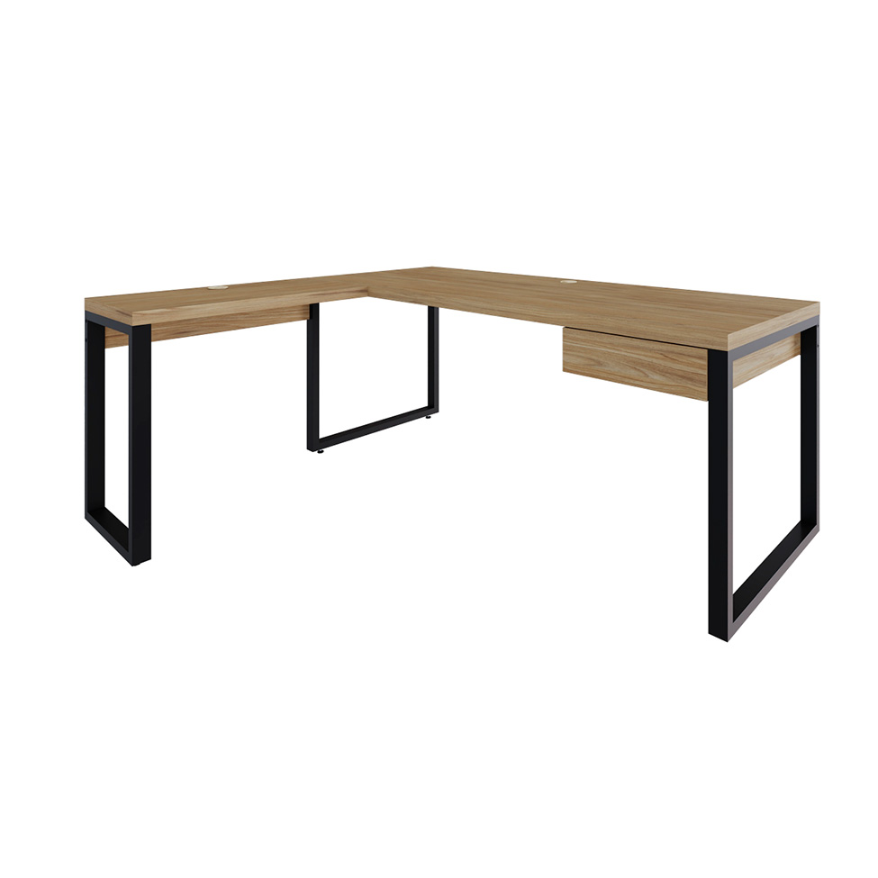 Mesa de Escritório em L Miguel 1 GV Vermont e Preta 190x150 cm
