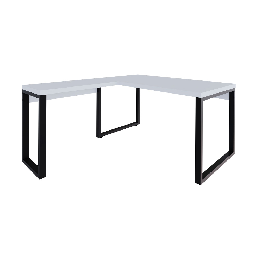 Mesa de Escritório em L Miguel Branca e Preta 150x150 cm