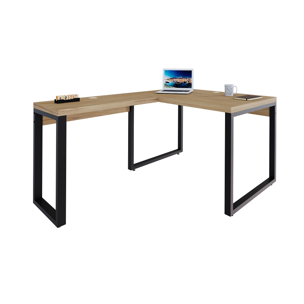 Mesa de Escritório em L Miguel Vermont e Preta 120x150 cm