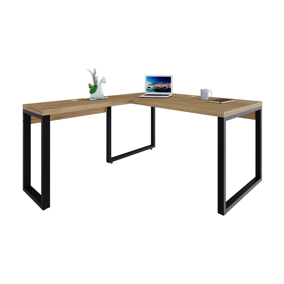 Mesa de Escritório em L Miguel Vermont e Preta 150x150 cm