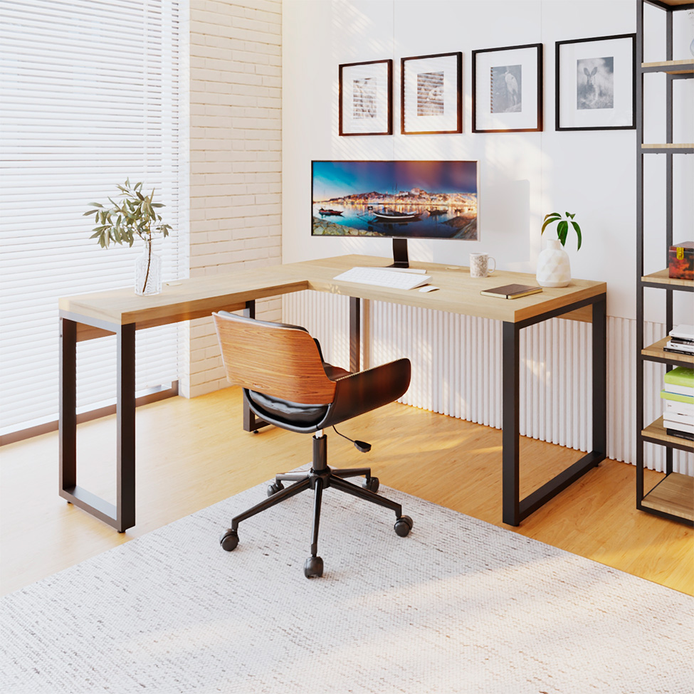 Mesa de Escritório em L Miguel Vermont e Preta 150x150 cm
