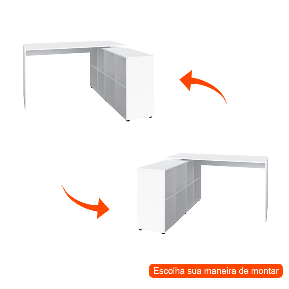 Mesa de Escritório em L Nero Branco