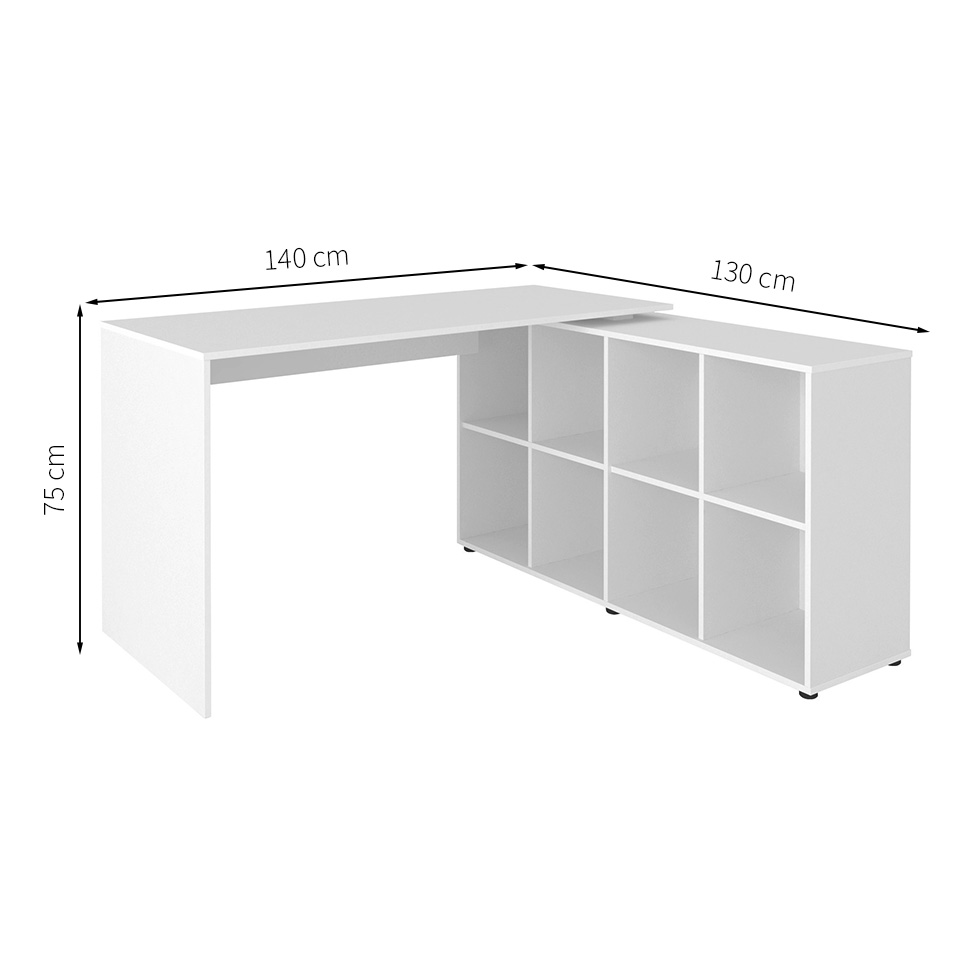 Mesa de Escritório em L Nero Branco