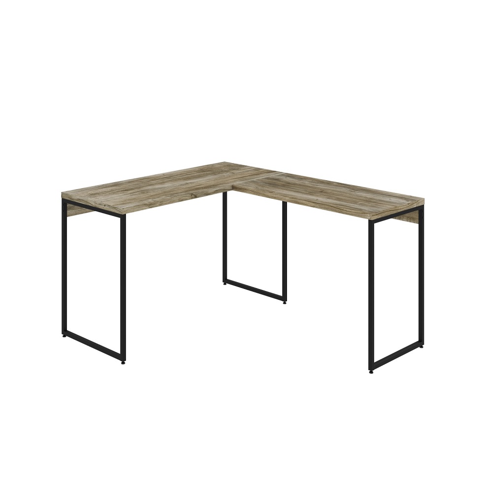 Mesa de Escritório em L Studio Carvalho e Preta 120x140 cm