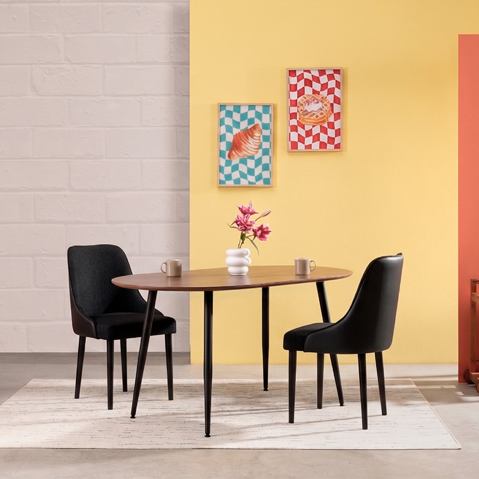 Mesa de Jantar Extensível Luna Carvalho e Preta