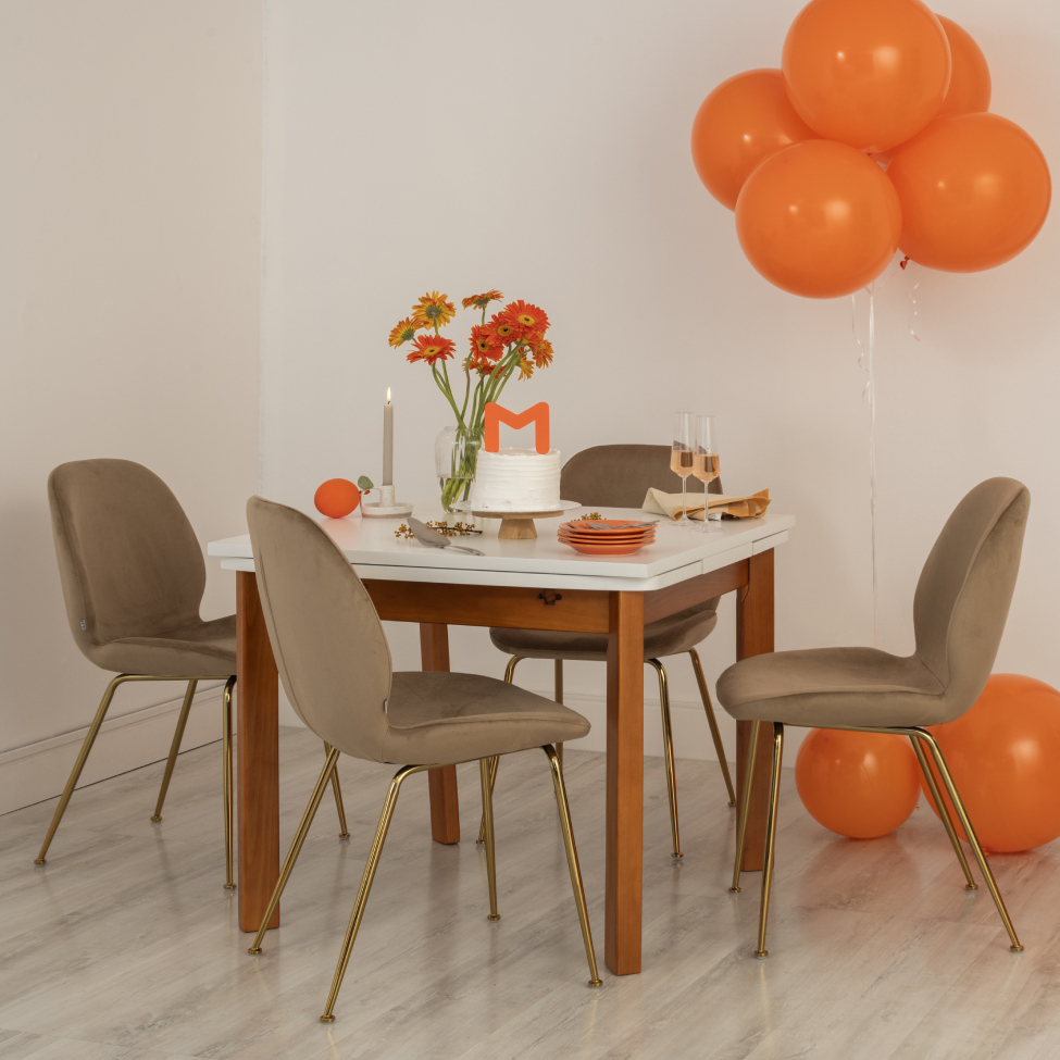 Mesa de Jantar Extensível Retangular Marea Branca e Castanho 151 cm
