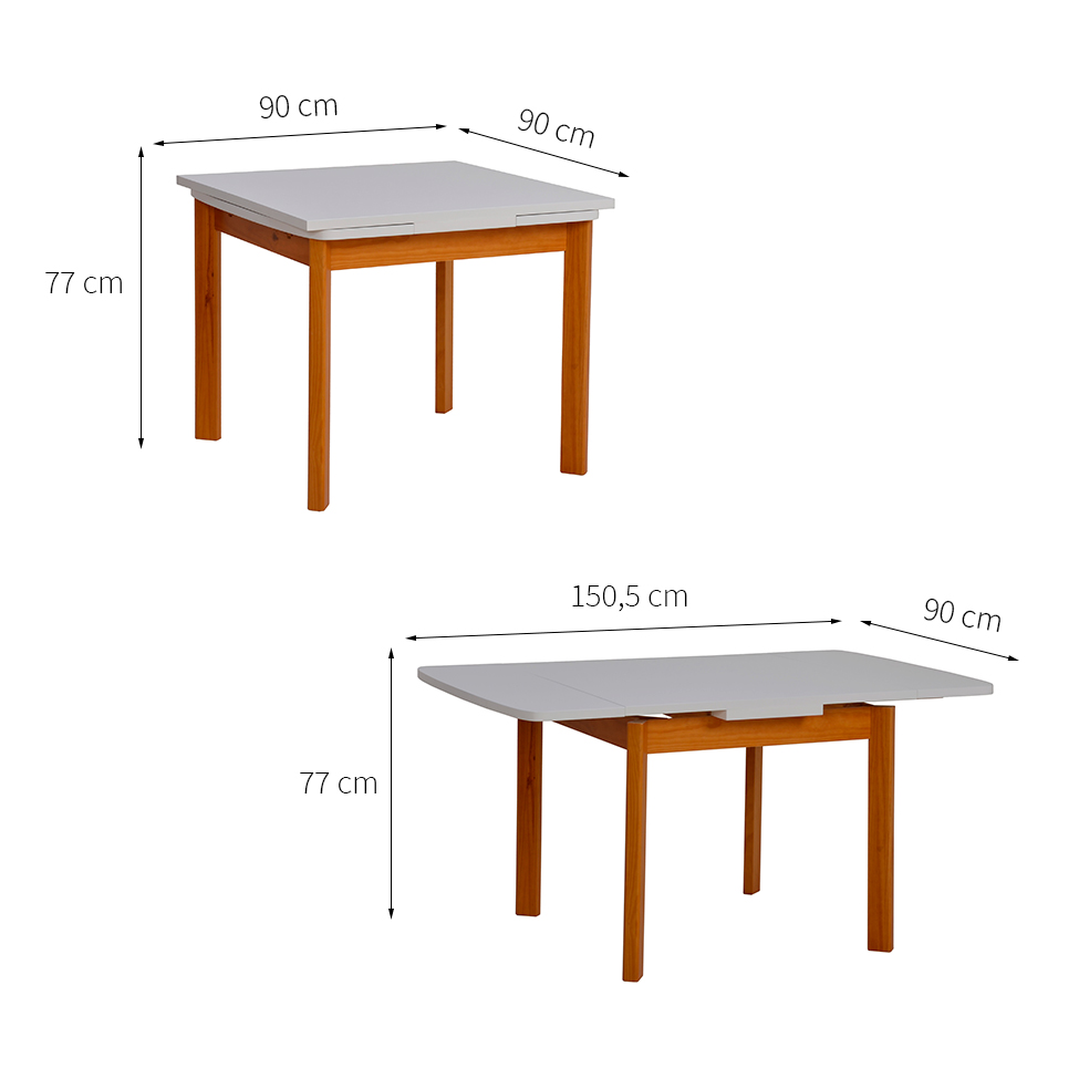 Mesa de Jantar Extensível Retangular Marea Branca e Castanho 151 cm