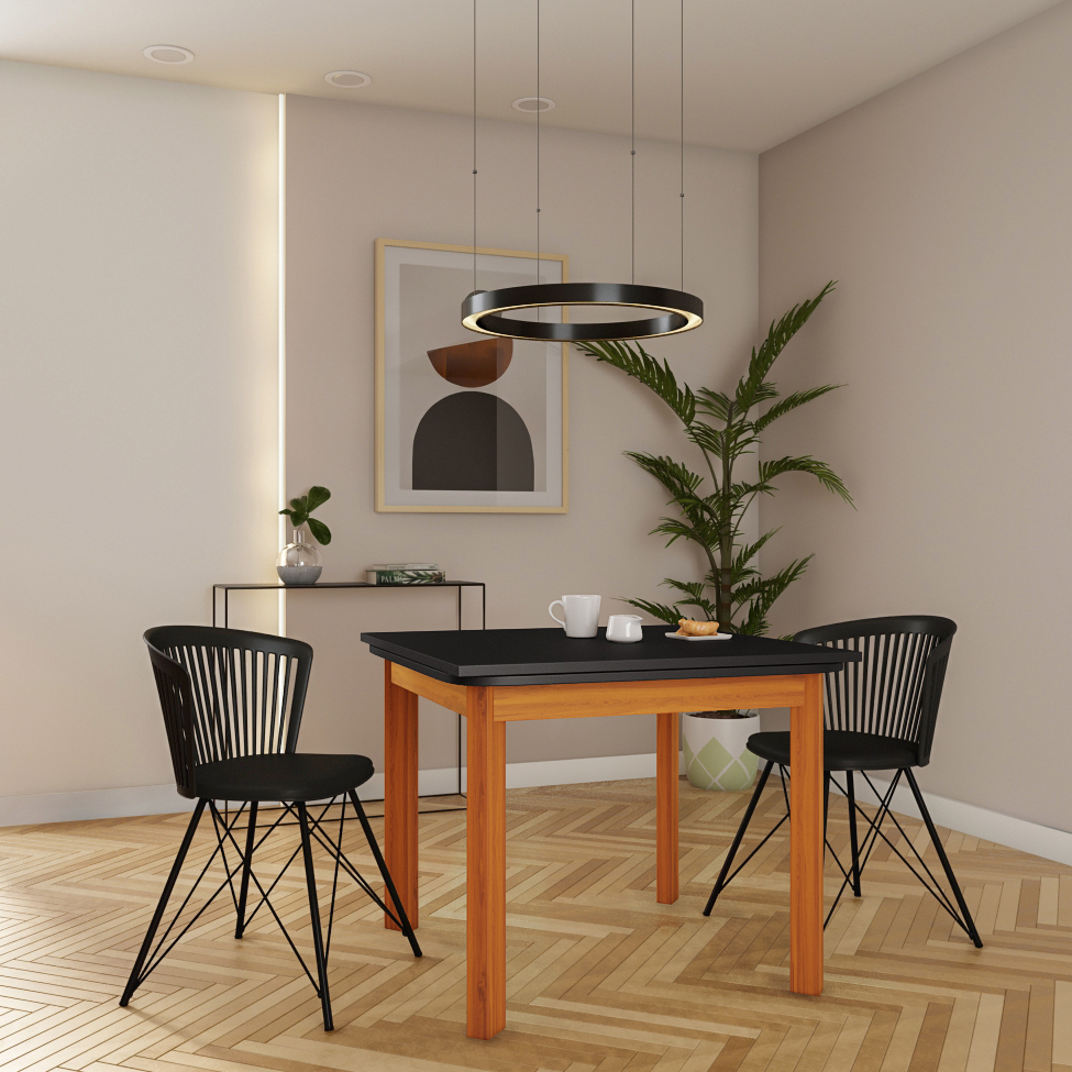 Mesa de Jantar Extensível Retangular Marea Preta e Castanho 151 cm