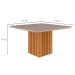 Mesa de Jantar Quadrada com Tampo de Vidro Ana Off White e Nature 130 cm