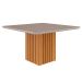 Mesa de Jantar Quadrada com Tampo de Vidro Ana Off White e Nature 130 cm