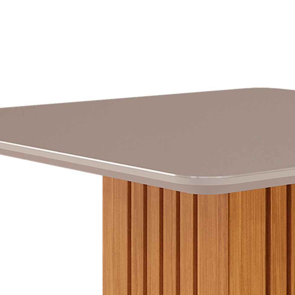 Mesa de Jantar Quadrada com Tampo de Vidro Ana Off White e Nature 130 cm