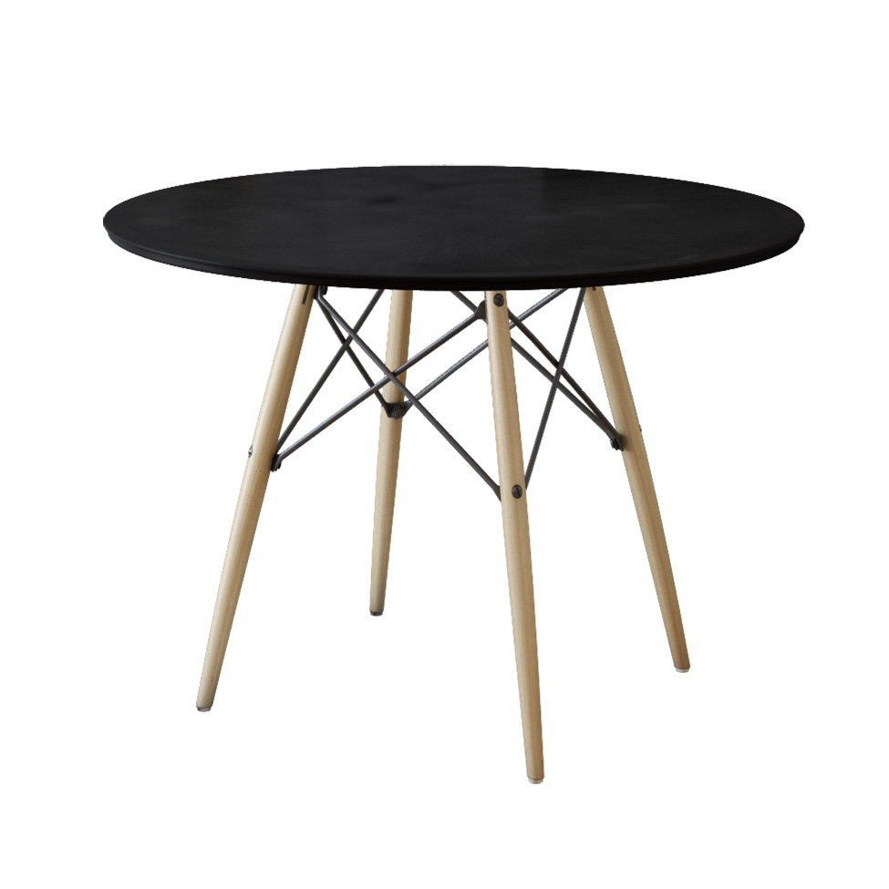 Mesa de Jantar Redonda Eiffel Wood Preto 90 cm