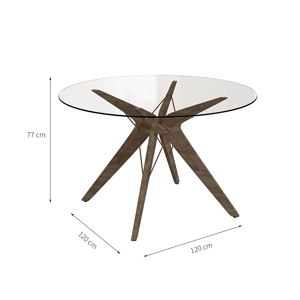 Mesa de Jantar Redonda Spacy Incolor e Freijó 120 cm
