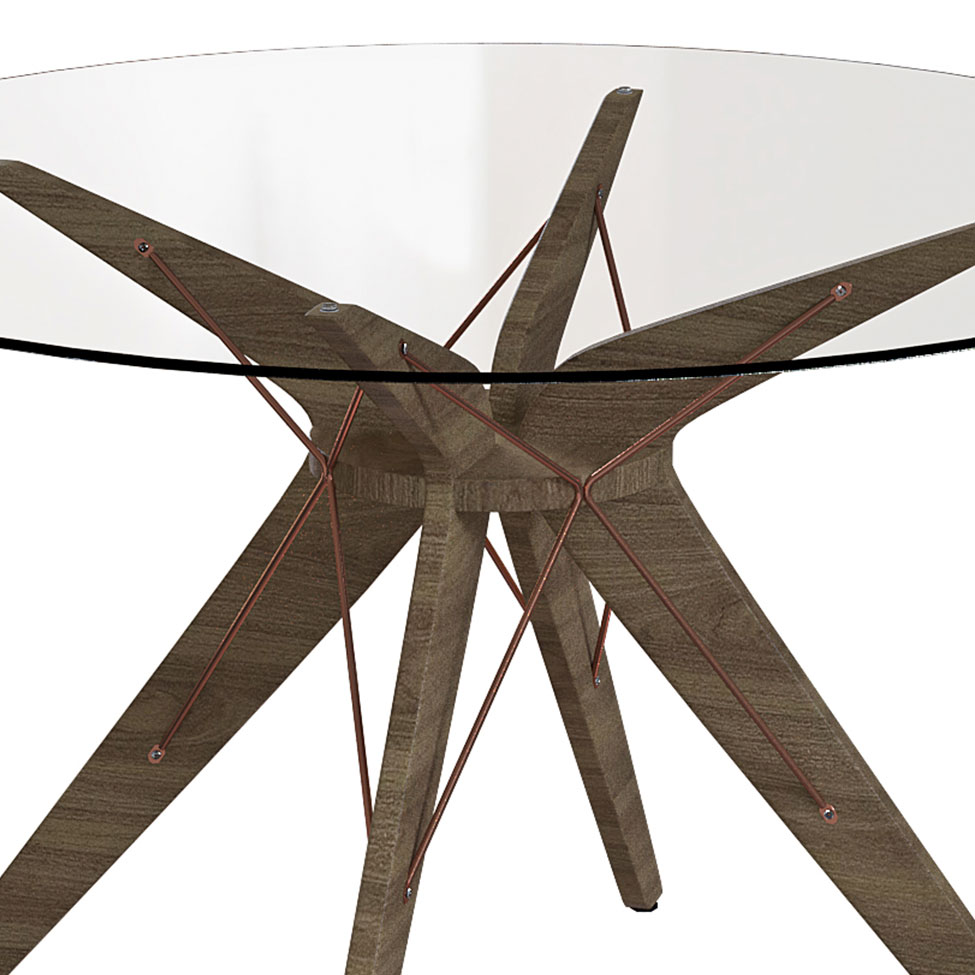 Mesa de Jantar Redonda Spacy Incolor e Freijó 120 cm
