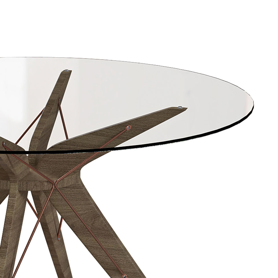 Mesa de Jantar Redonda Spacy Incolor e Freijó 120 cm