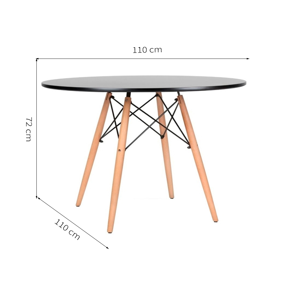 Mesa de Jantar Redonda Well Preta 110 cm