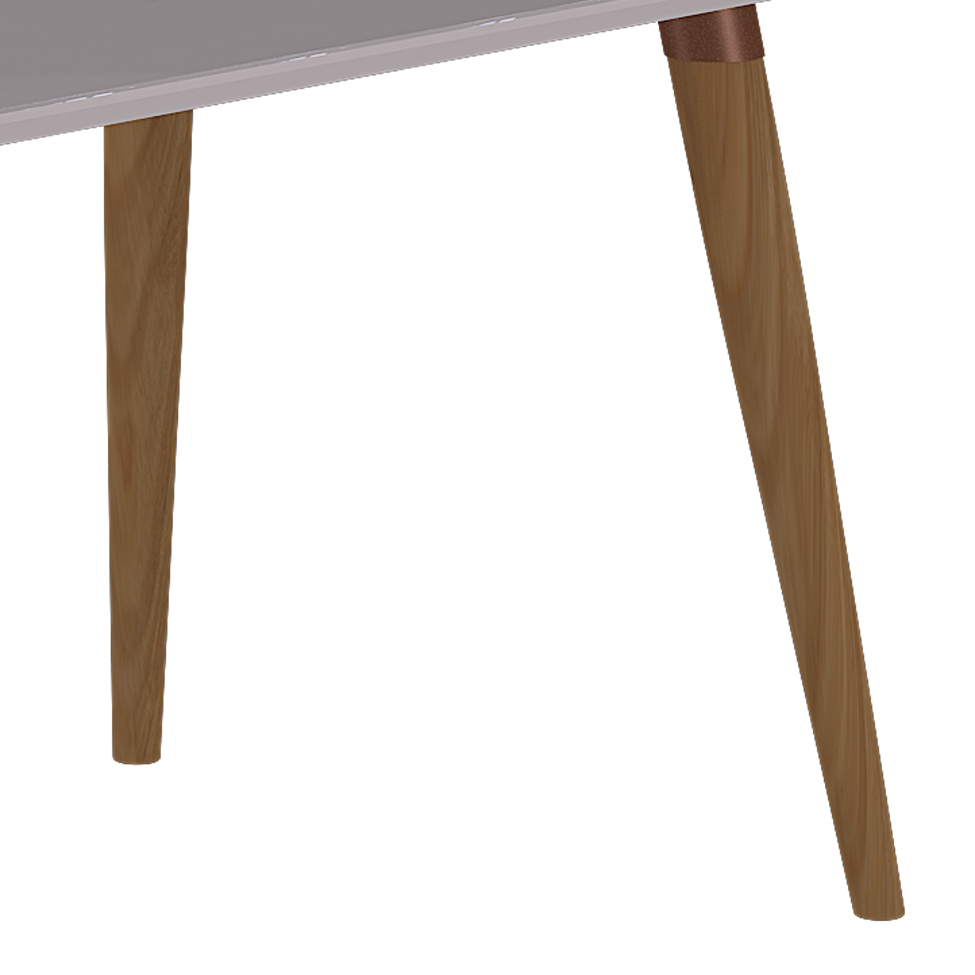 Mesa de Jantar Retangular Adele com Vidro Madeira e Off White 80 cm