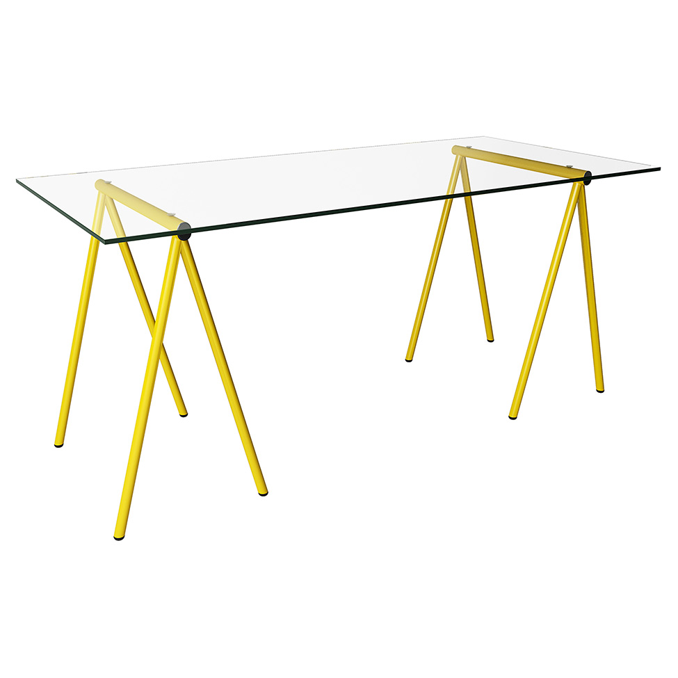 Mesa de Jantar Retangular Copacabana Amarela 140 cm