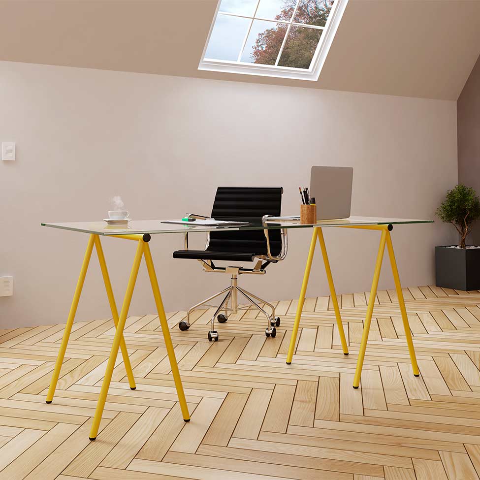 Mesa de Jantar Retangular Copacabana Amarela 140 cm