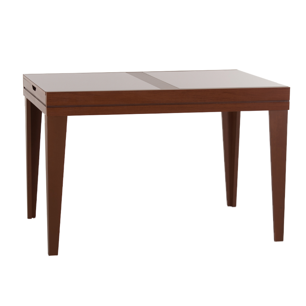 Mesa de Jantar Retangular Extensível com Tampo de Vidro Genova Off White e Imbuia