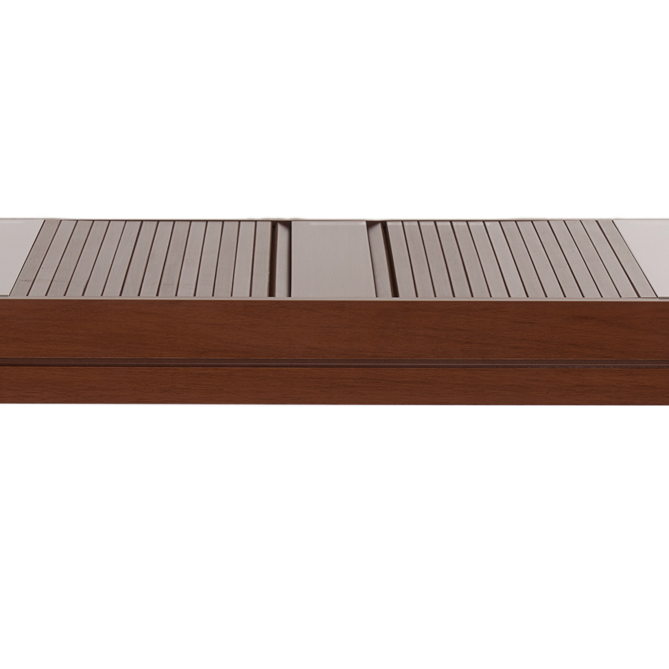 Mesa de Jantar Retangular Extensível com Tampo de Vidro Genova Off White e Imbuia