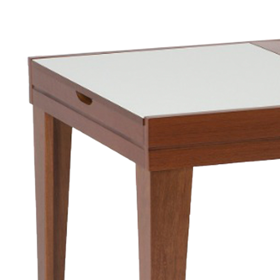 Mesa de Jantar Retangular Extensível com Tampo de Vidro Genova Off White e Imbuia