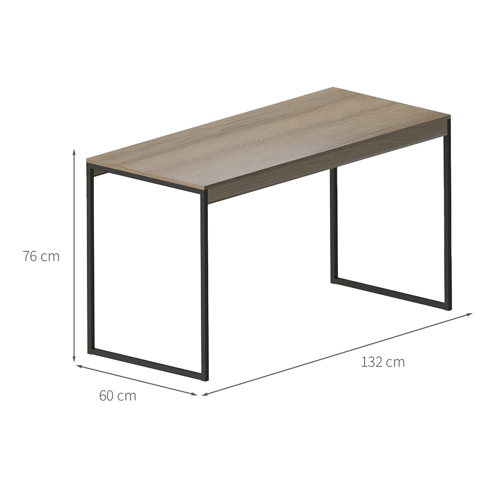 Mesa de Jantar Retangular Industrial com Tampo MDP UrbnFlex Preta e Mel 132 cm