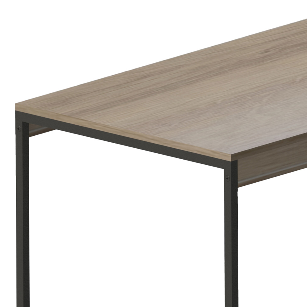 Mesa de Jantar Retangular Industrial com Tampo MDP UrbnFlex Preta e Mel 132 cm