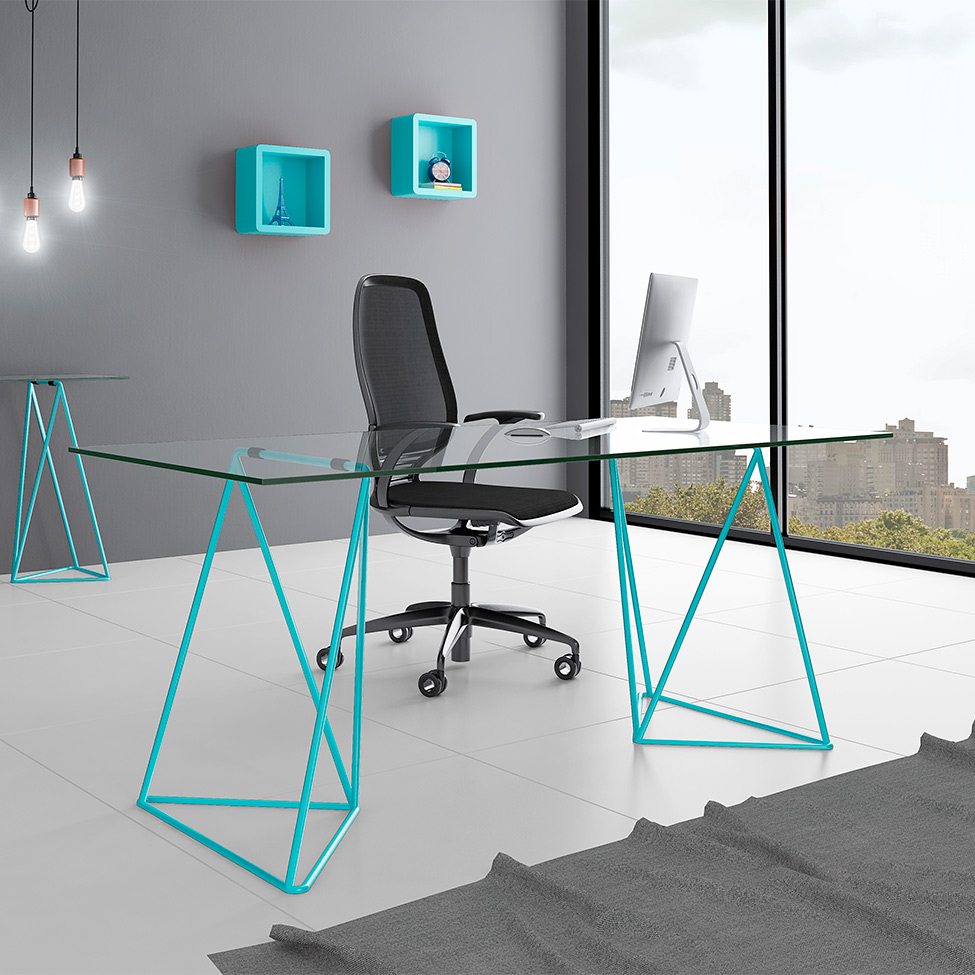 Mesa de Jantar Retangular Leblon Azul 140 cm
