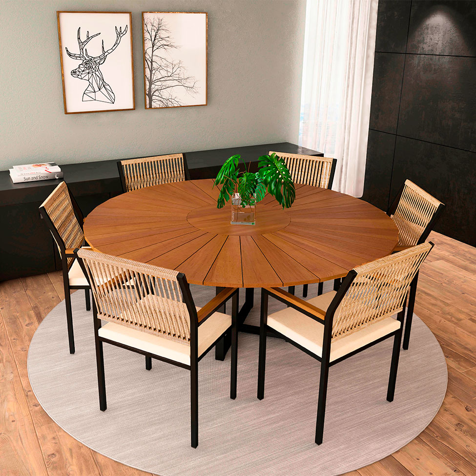 Mesa de Jantar Retangular Mia Madeira Maciça Preta 137 cm
