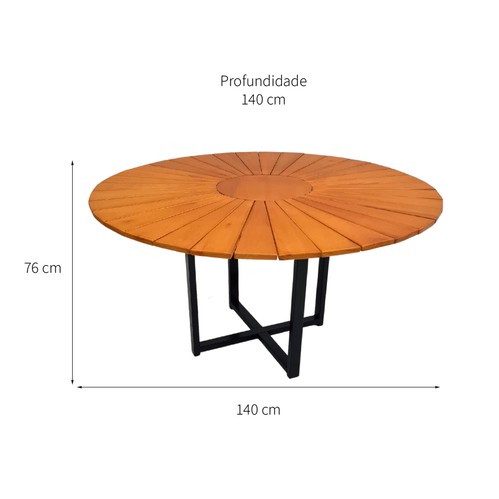 Mesa de Jantar Retangular Mia Madeira Maciça Preta 137 cm