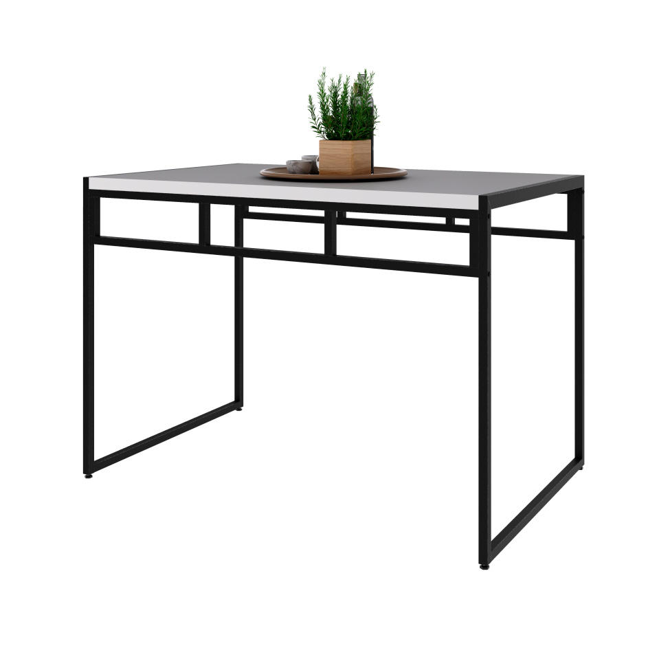 Mesa de Jantar Retangular Wooden Branca e Preta