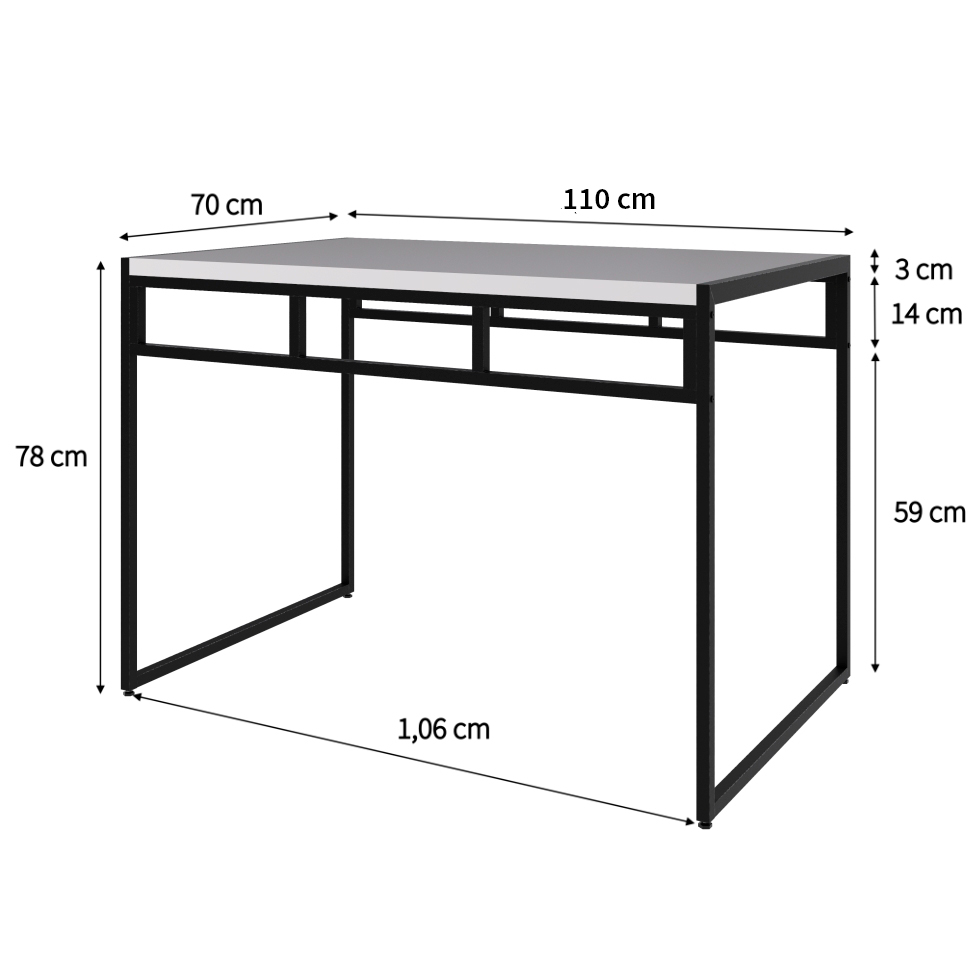Mesa de Jantar Retangular Wooden Branca e Preta