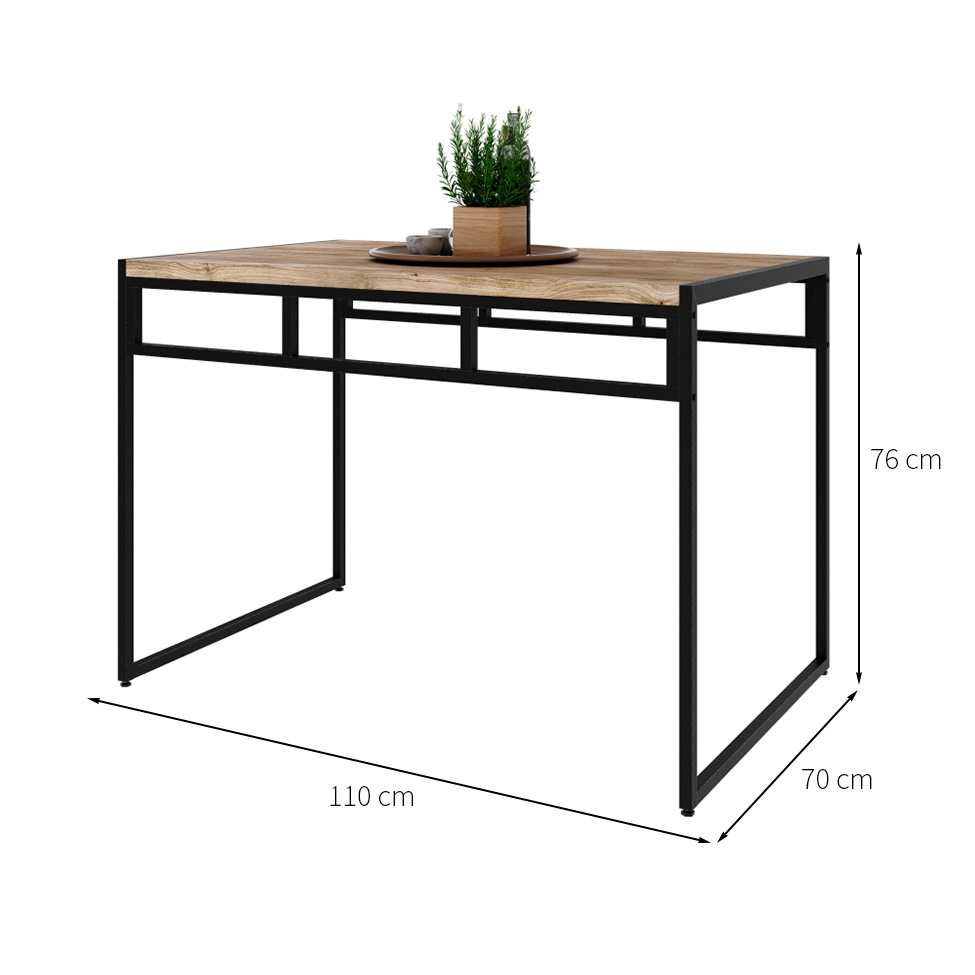 Mesa de Jantar Retangular Wooden Carvalho e Preta
