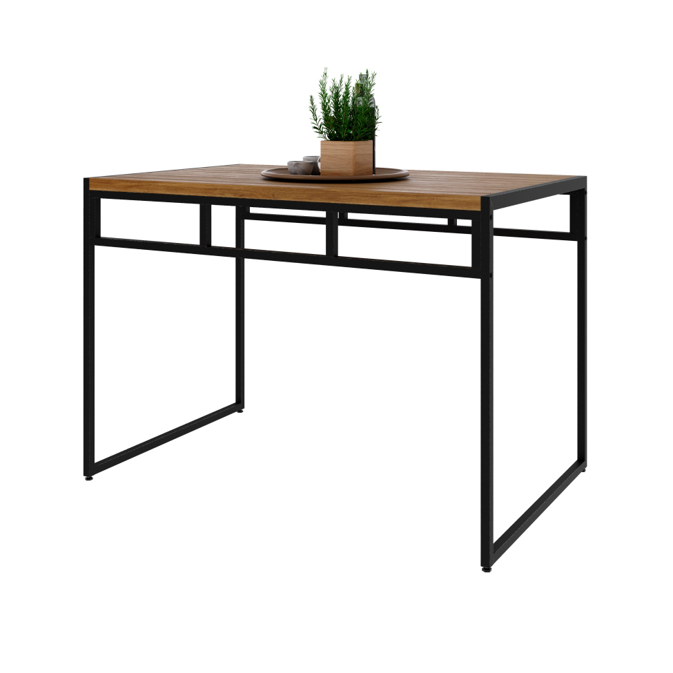 Mesa de Jantar Retangular Wooden Mel e Preta