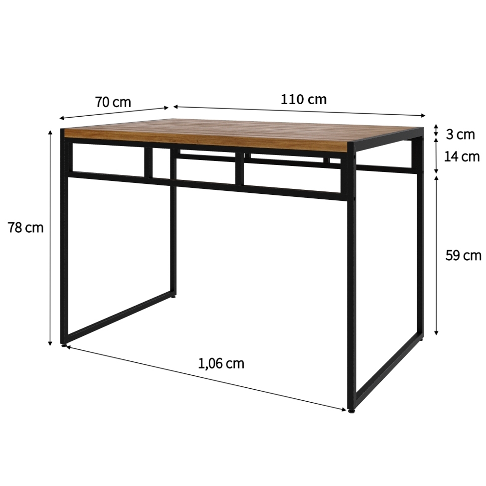 Mesa de Jantar Retangular Wooden Mel e Preta