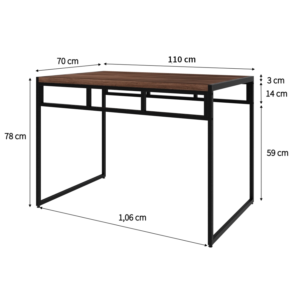 Mesa de Jantar Retangular Wooden Nogal e Preta