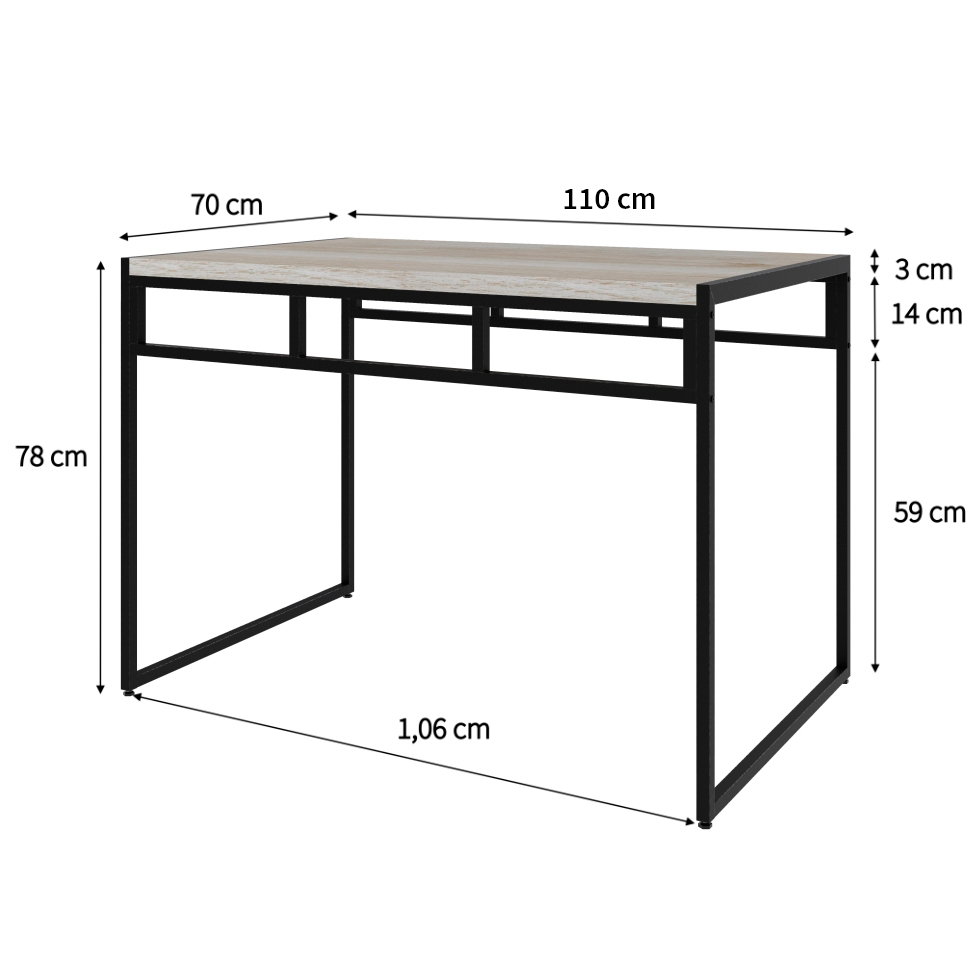 Mesa de Jantar Retangular Wooden Snow e Preta