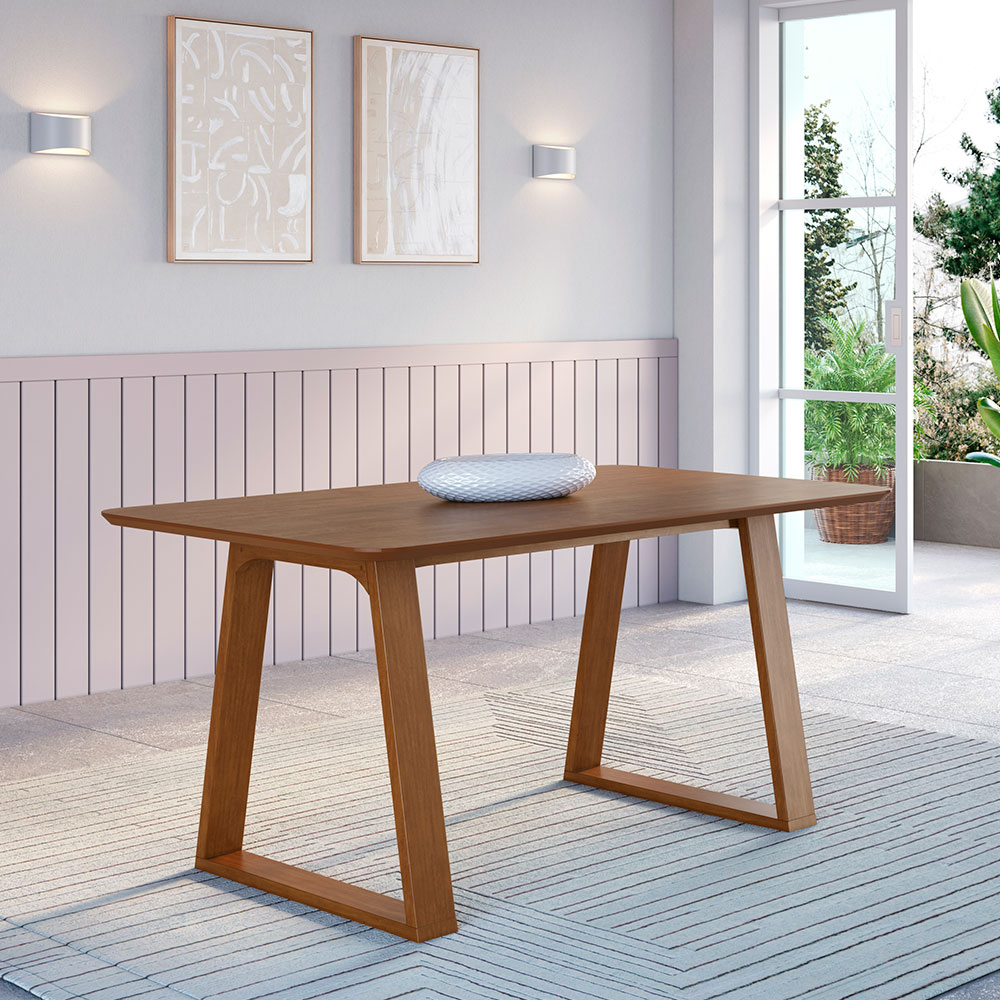 Mesa de Jantar Retangular com Tampo Laminado Madeira Carter Nogueira 160cm