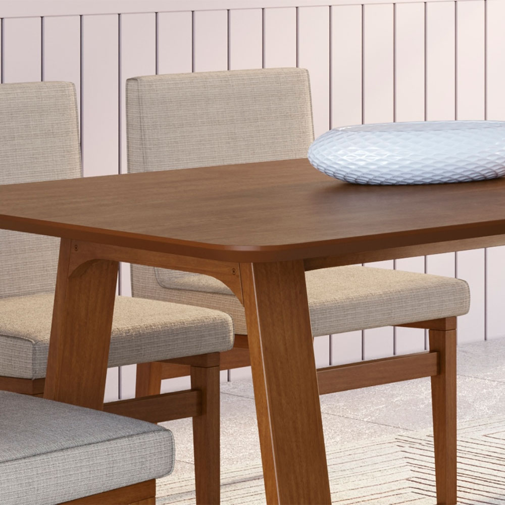 Mesa de Jantar Retangular com Tampo Laminado Madeira Carter Nogueira 160cm