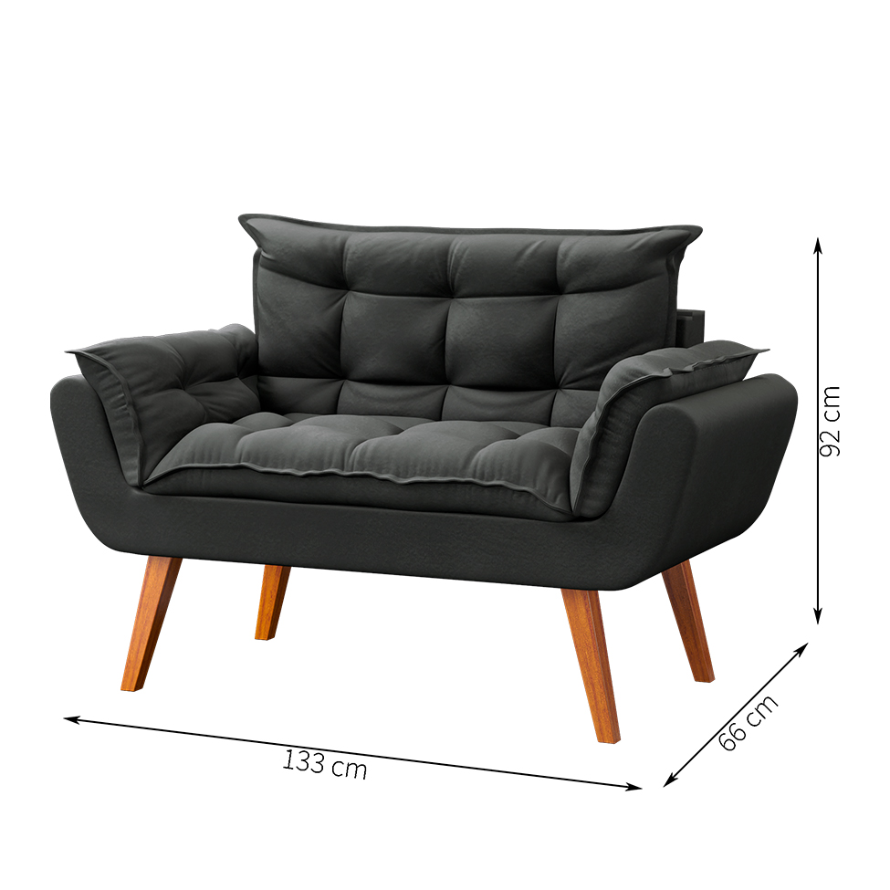 Namoradeira Lidi Suede Grafite