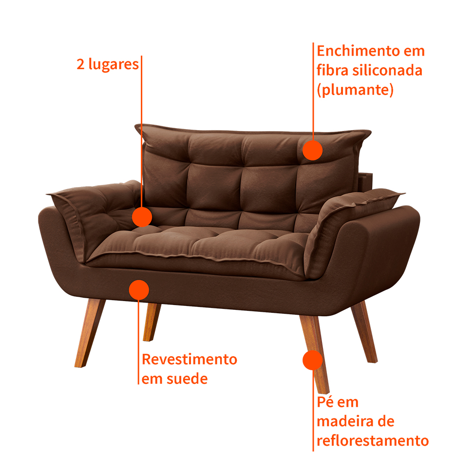 Namoradeira Lidi Suede Marrom
