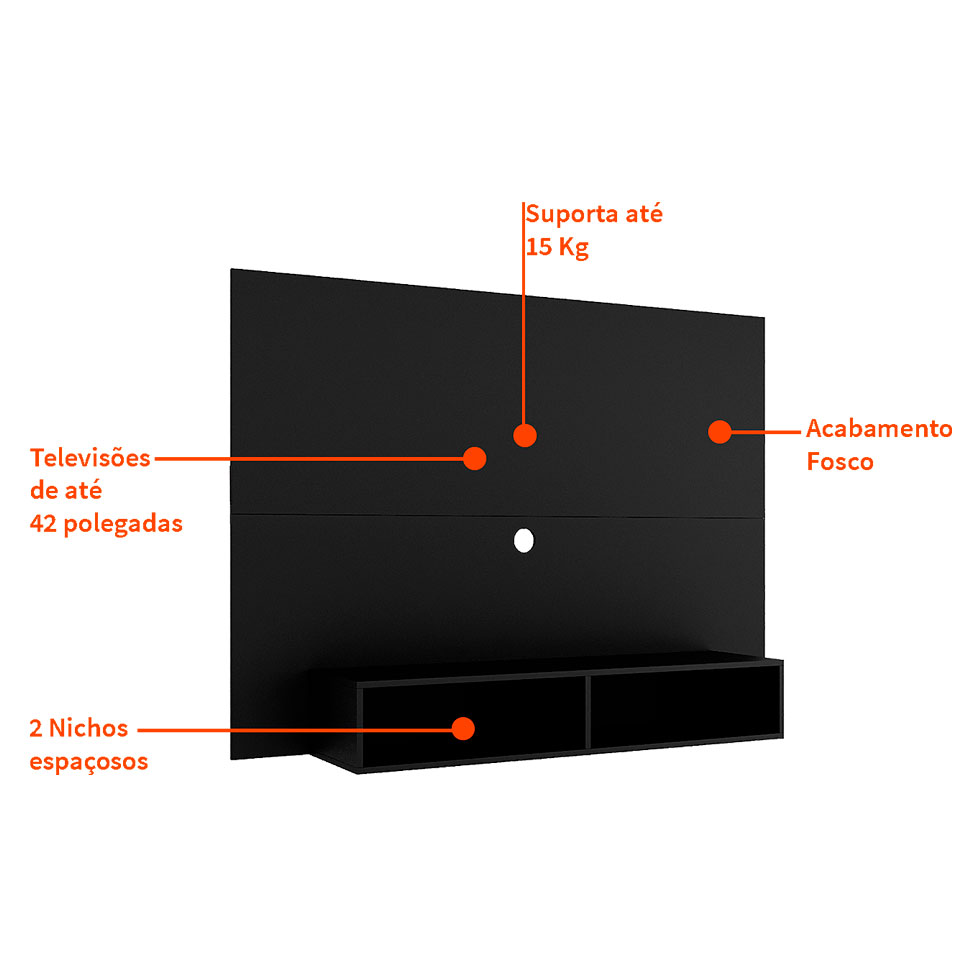 Painel para TV até 42 Polegadas Alice Preto 120 cm