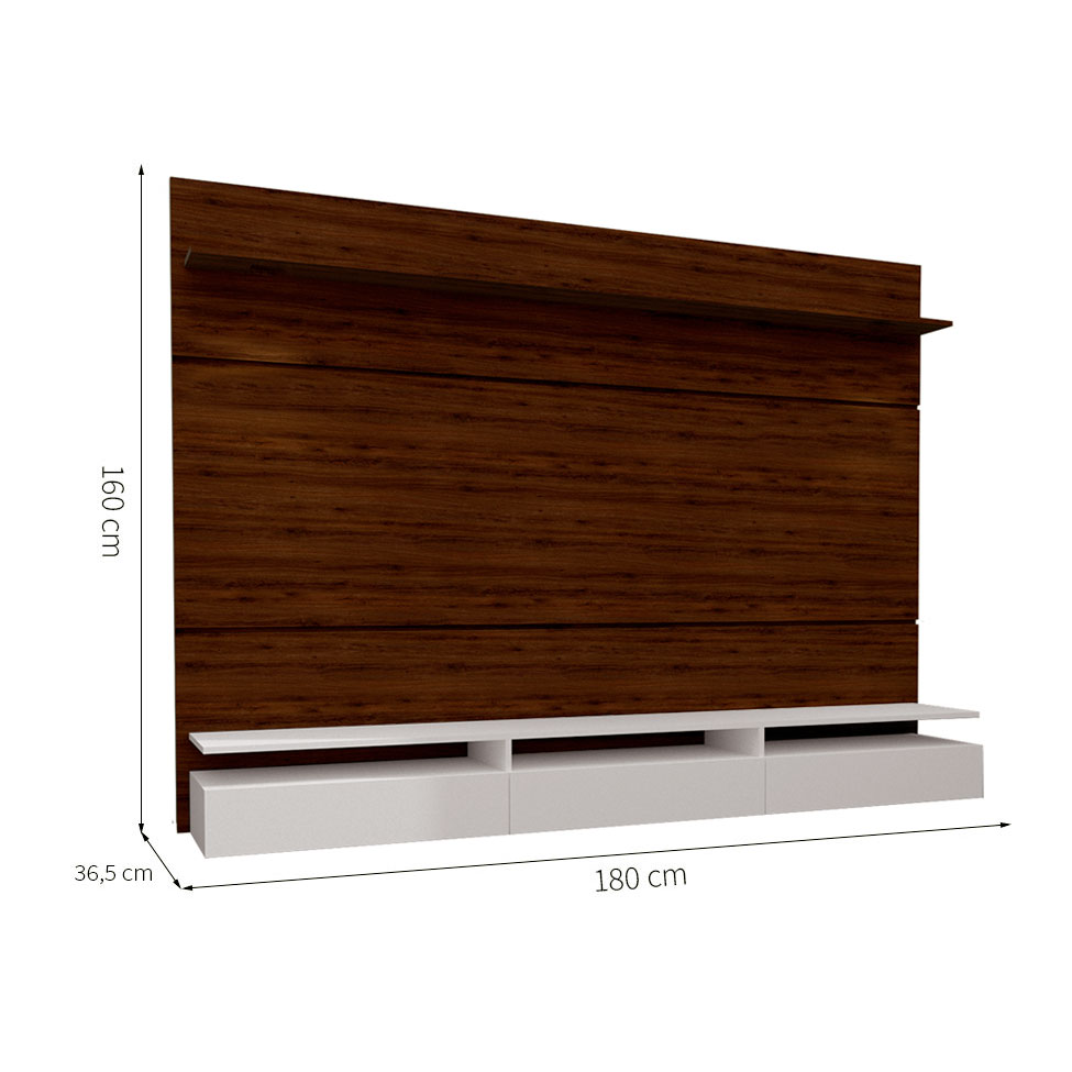 Painel para TV até 50 Polegadas Gabriela Branco e Marrom 180 cm