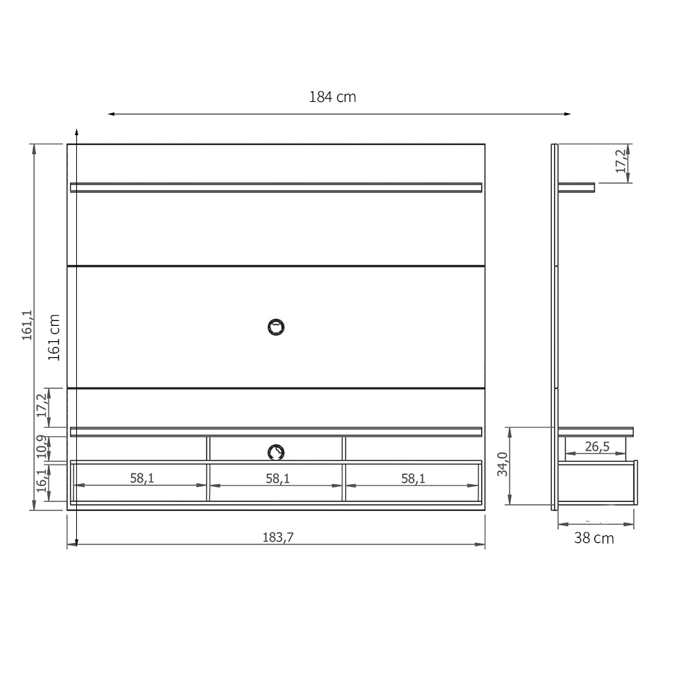 Painel para TV até 50 Polegadas Zeus Branco Gloss