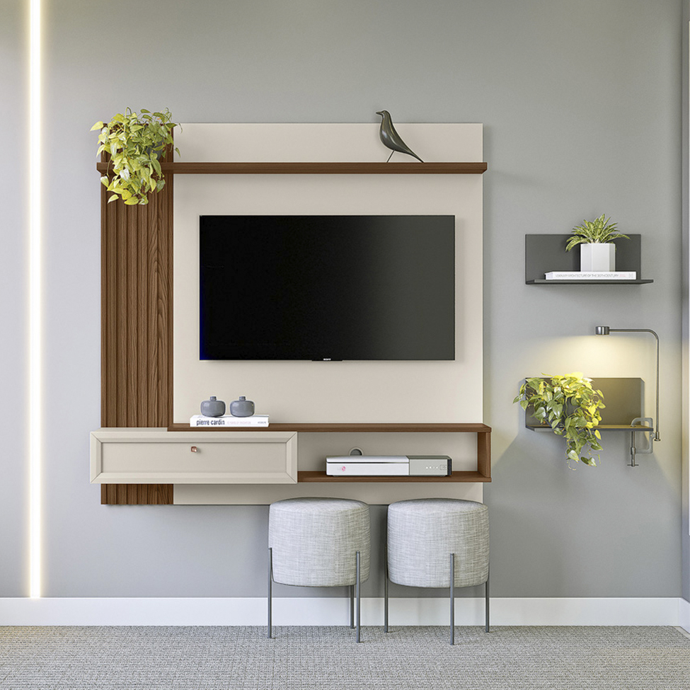 Painel para TV até 55 Polegadas Alvorada Freijó e Off White