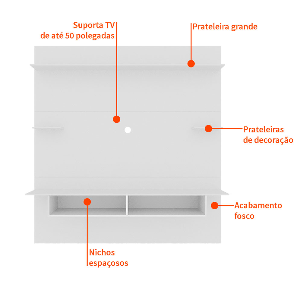 Painel para TV até 60 Polegadas Lais Branco 160 cm
