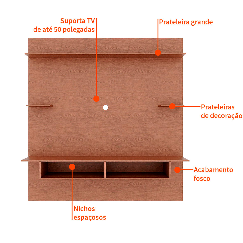 Painel para TV até 60 Polegadas Lais Marrom 180 cm