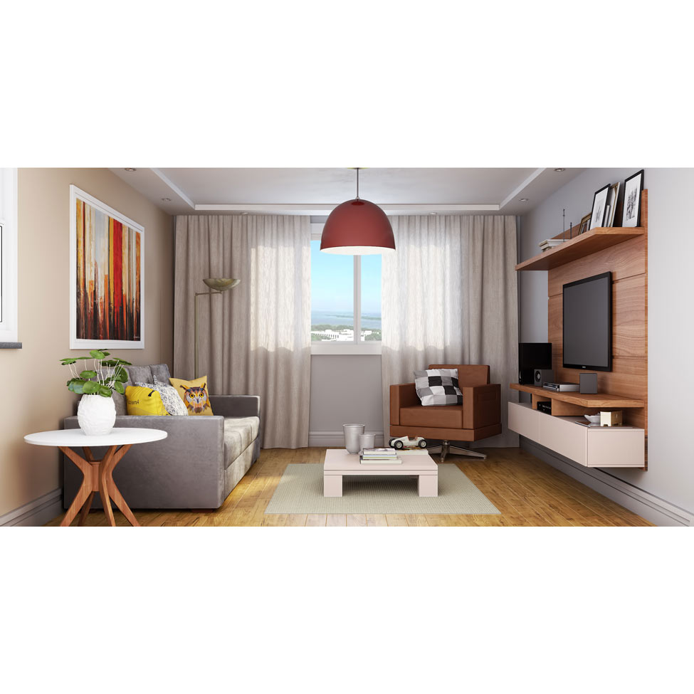 Painel para TV até 60 Polegadas Zeus Natural e Off White