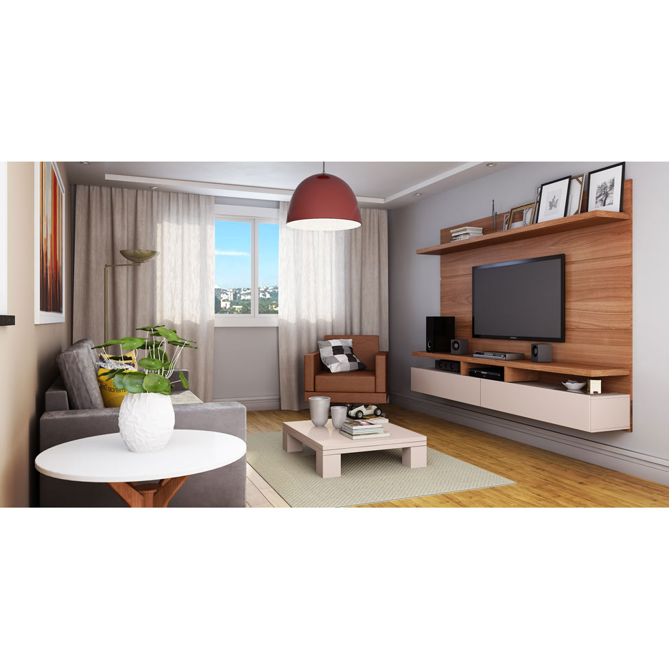 Painel para TV até 60 Polegadas Zeus Natural e Off White